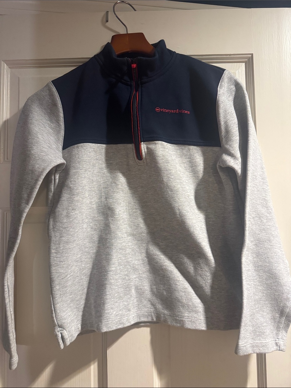 Vineyard Vines Navy & Light Gray Quarter-Zip Pullover with Red Accents